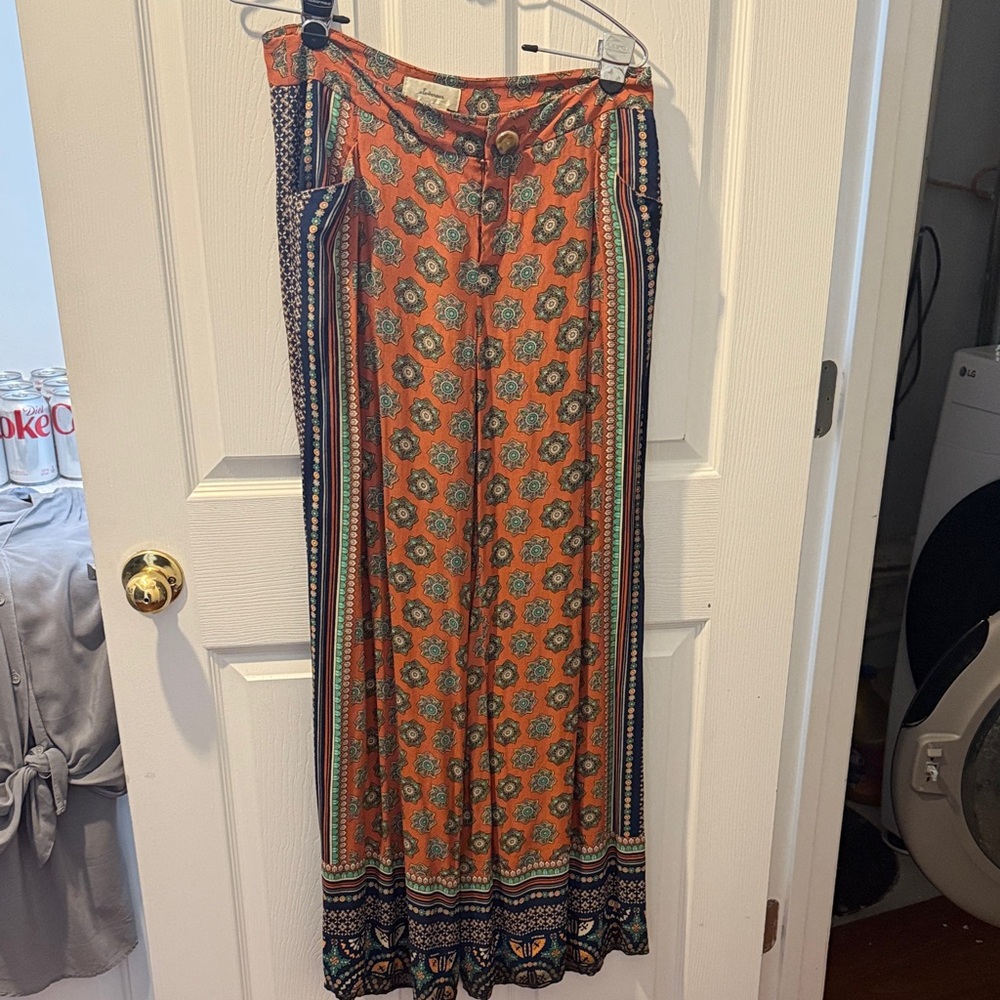 Elevenses Orange and Blue Wide Leg Pants